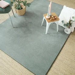 Tapis doux - Hypnose vert sauge - Galon vert olive - 120 x 170 cm