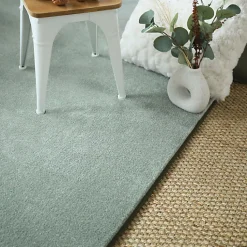 Tapis doux - Hypnose vert sauge - Galon vert olive - 120 x 170 cm