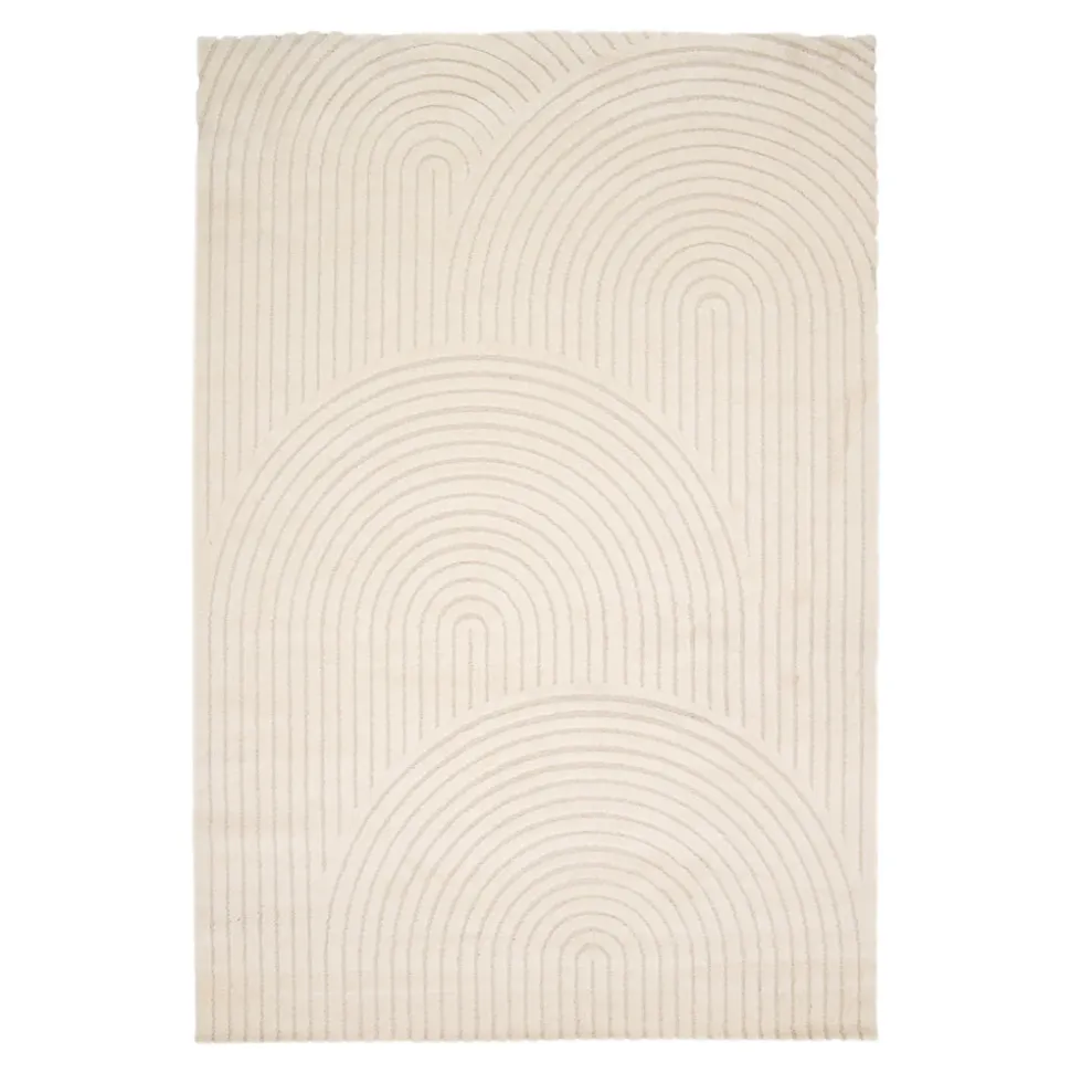 Tapis effet 3D arche Wapiti GoodHome poils longs L.120 x L.170cm blanc