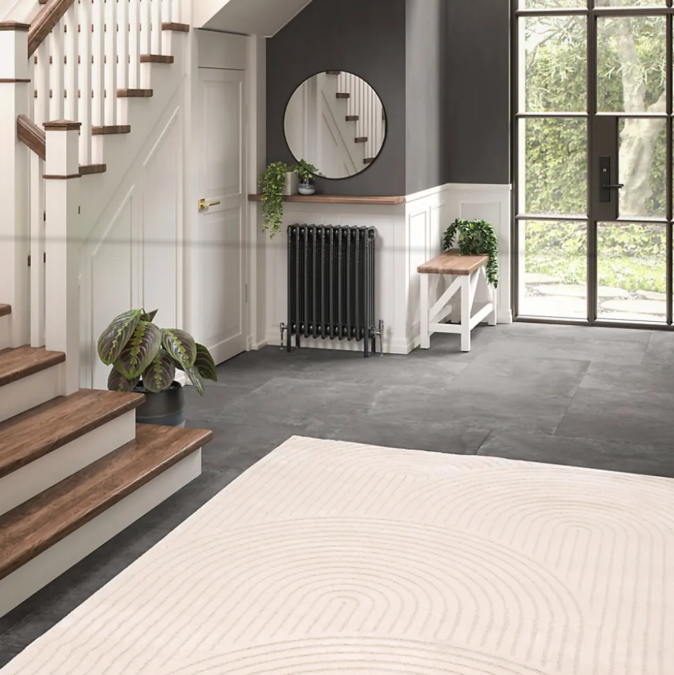 Tapis effet 3D arche Wapiti GoodHome poils longs L.120 x L.170cm blanc