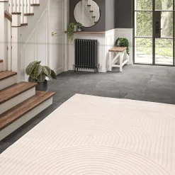 Tapis effet 3D arche Wapiti GoodHome poils longs L.160 x L.230cm blanc