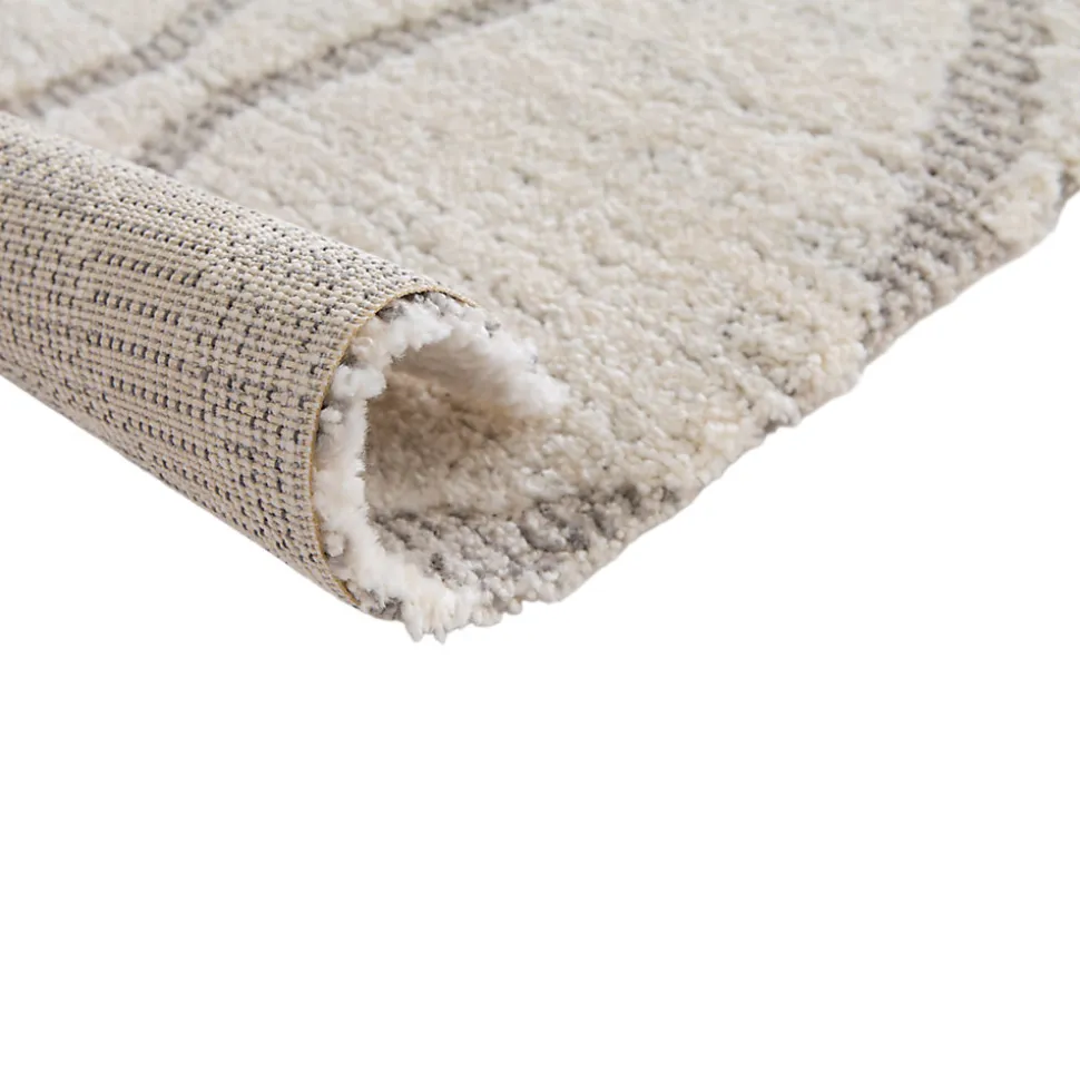 Tapis effet 3D tissé Wapiti blanc et gris poils longs L.160 x L.230cm GoodHome