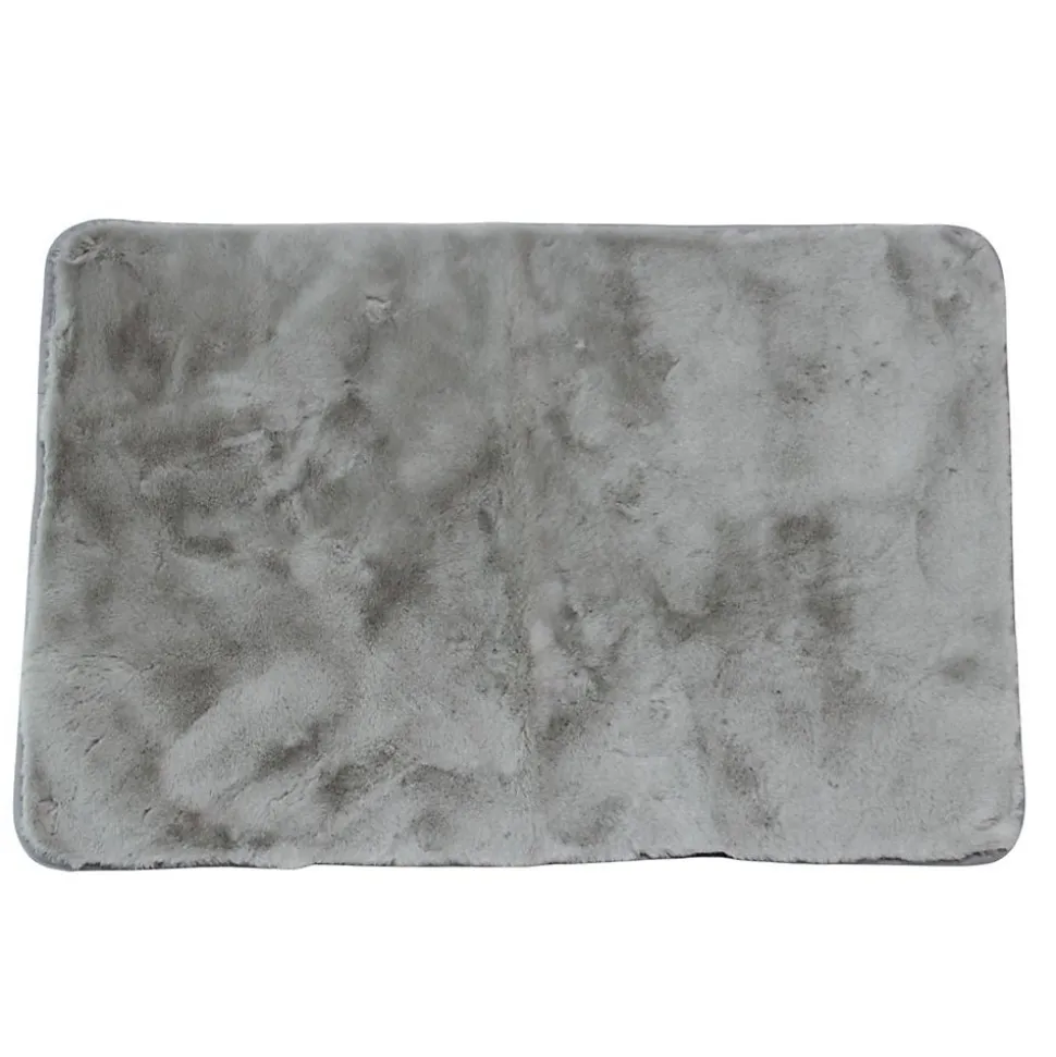 Tapis effet fourrure ultra doux gris L.90 x l.60cm Ornami