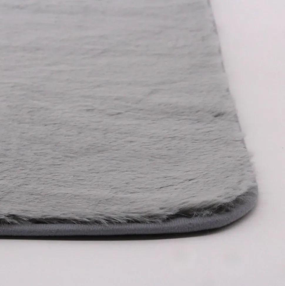 Tapis effet fourrure ultra doux gris L.90 x l.60cm Ornami