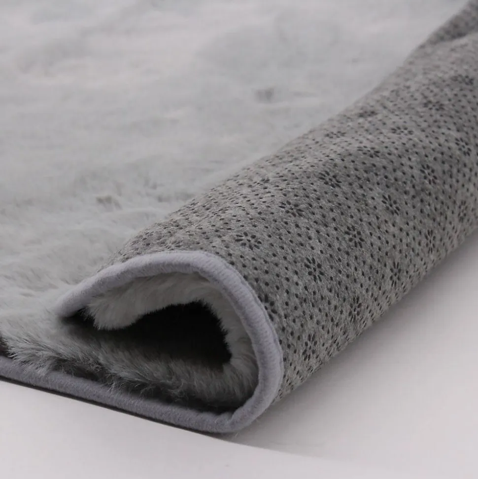 Tapis effet fourrure ultra doux gris L.90 x l.60cm Ornami