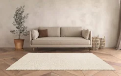 Tapis effet galet tissé GoodHome l. 120cm x L. 170cm blanc cassé crème