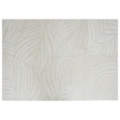 Tapis effet laine Anoai blanc 200x150cm- Blanc feuille- Atmosphera