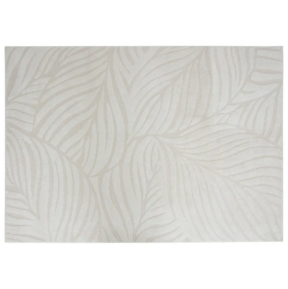 Tapis effet laine Anoai blanc 200x150cm- Blanc feuille- Atmosphera