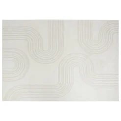 Tapis effet laine Anoai blanc 200x150cm- Blanc feuille- Atmosphera