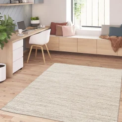 Tapis effet tissé Azusa GoodHome tissage à plat L.120 x L.170cm crème et naturel