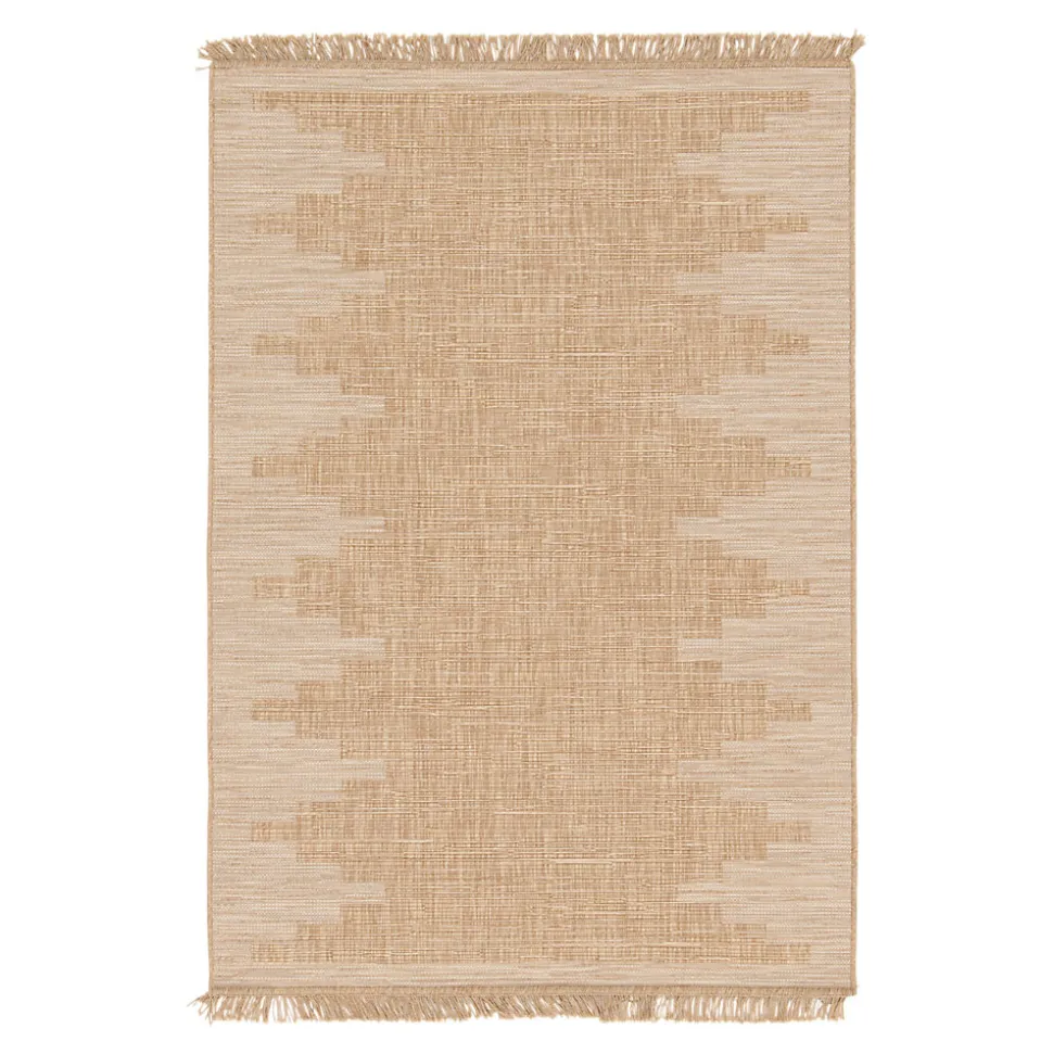 Tapis effet tissé Boyoz GoodHome tissage à plat L.120 x L.170cm naturel et blanc