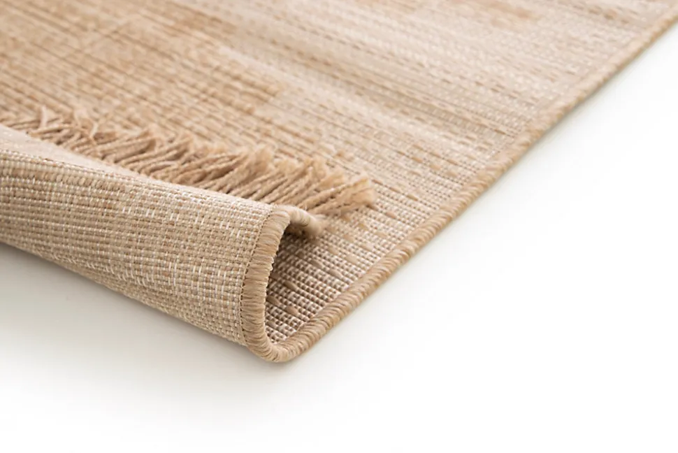 Tapis effet tissé Boyoz GoodHome tissage à plat L.120 x L.170cm naturel et blanc