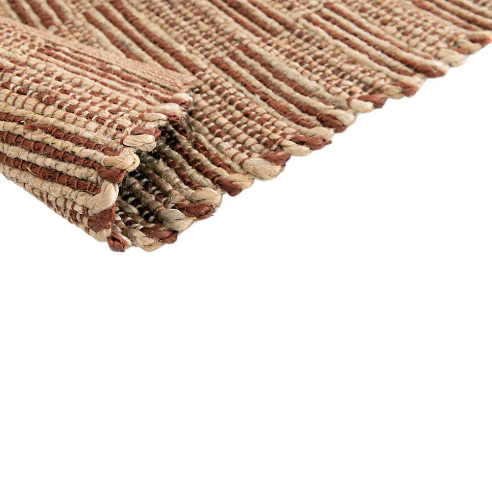 Tapis effet tissé Melua GoodHome tissage à plat L.160 x L.230cm naturel et terracotta