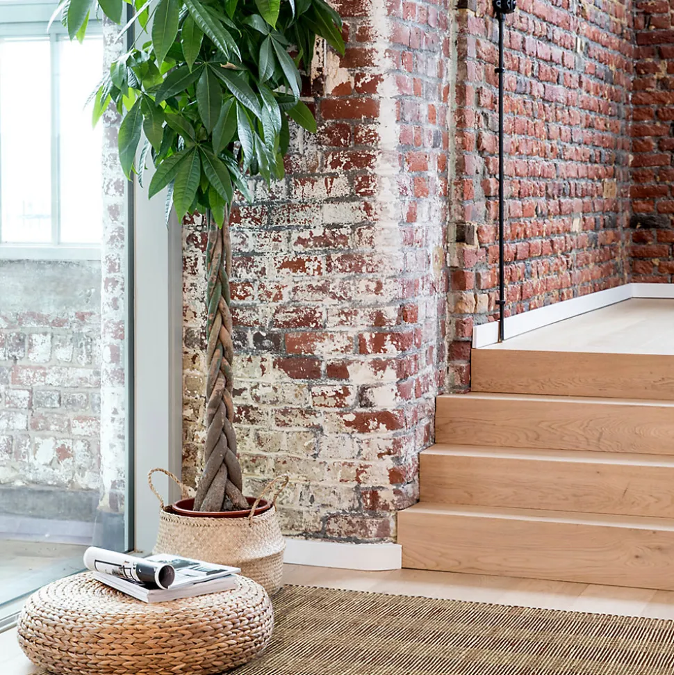 Tapis effet tissé Melua GoodHome tissage à plat L.160 x L.230cm naturel et terracotta