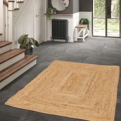 Tapis effet tissé Melua GoodHome tissage à plat L.160 x L.230cm naturel
