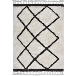 Tapis en coton tufté berbère Calà blanc et gris L.120 x l.170cm Deko&co