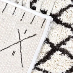 Tapis en coton tufté berbère Leia blanc et gris L.120 x l.170cm Deko&co