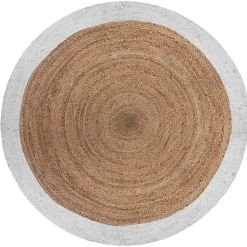 Tapis en jute bord blanc D120 cm - Atmosphera