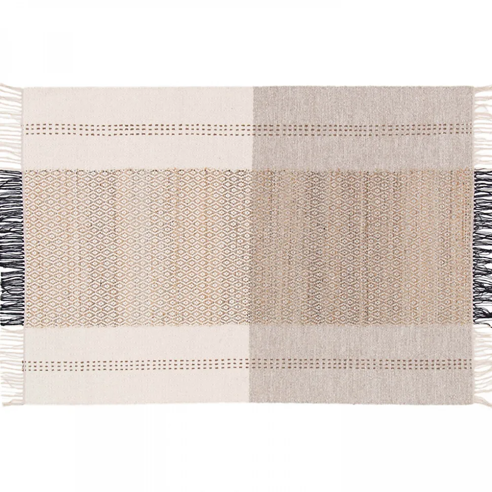 Tapis en laine et jute tissé à plat à motifs géométriques 160 x 230 cm Oviala