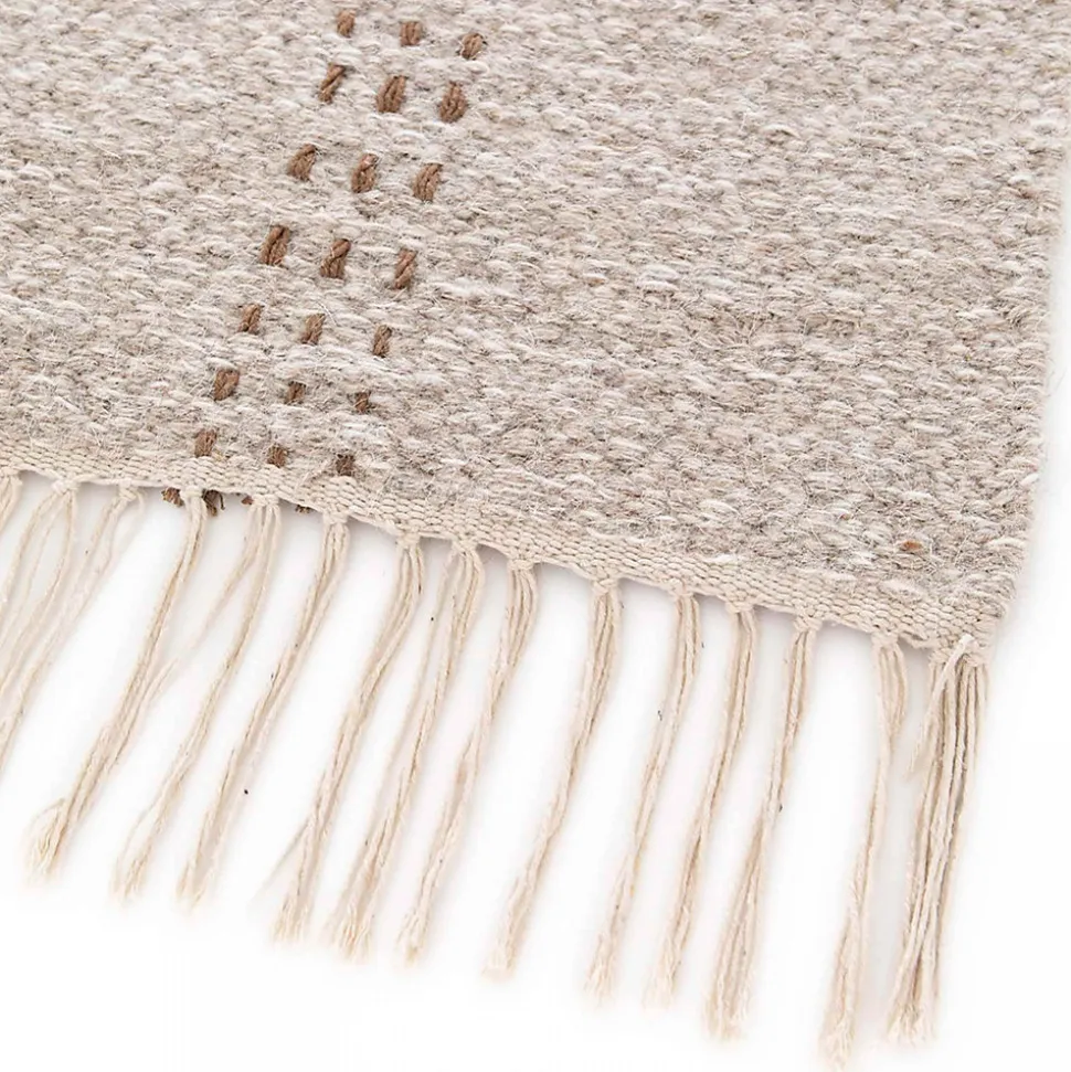 Tapis en laine et jute tissé à plat à motifs géométriques 160 x 230 cm Oviala