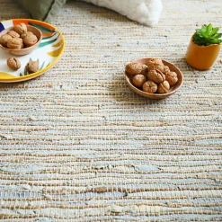 Tapis en matière recyclée - Japandi - Couleurs nudes - 120 x 170 cm
