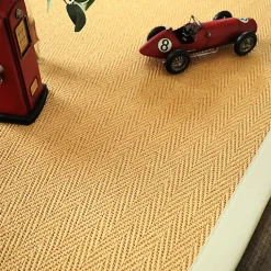 Tapis en sisal naturel - Veracruz chevron - Miel et écru - 200 x 200 cm