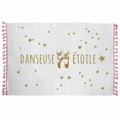 Tapis Enfant "Danseuse étoile" 50x80cm Blanc