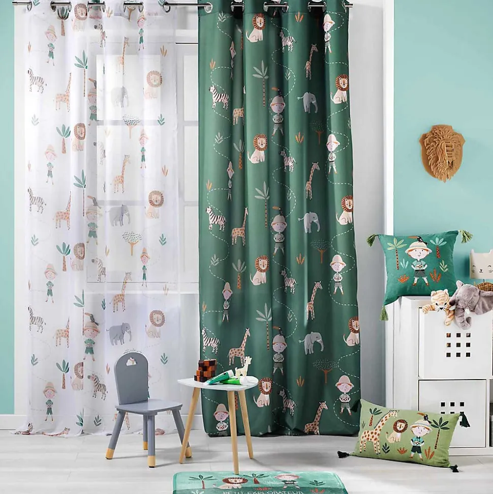 Tapis Enfant "Léo l'Explorateur" 45x75cm Vert