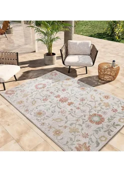 Tapis extérieur ATTICGO beige / multicolore rectangulaire motifs floraux 160x230 cm SAMARA