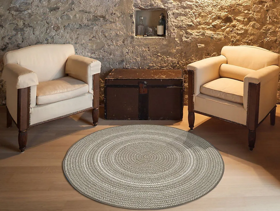 Tapis extérieur ATTICGO lin rond intérieur-extérieur diam.120 cm SILVANA