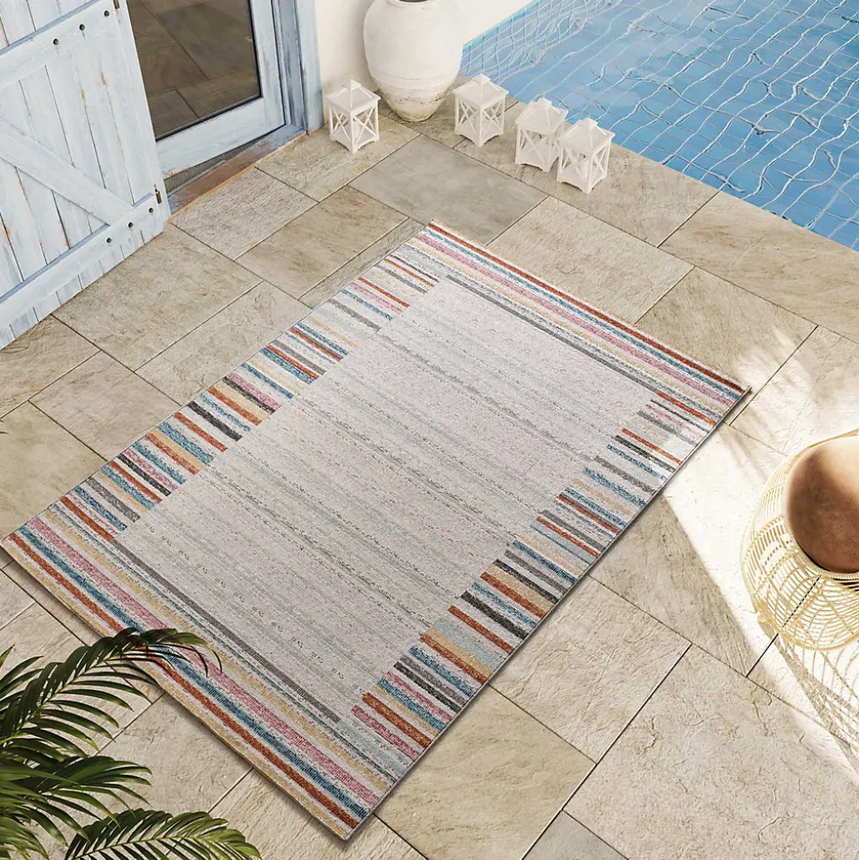 Tapis extérieur ATTICGO multicolore rectangulaire géométrique 120x170 cm SAMARA