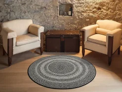 Tapis extérieur ATTICGO noir rond intérieur-extérieur diam.120 cm SILVANA