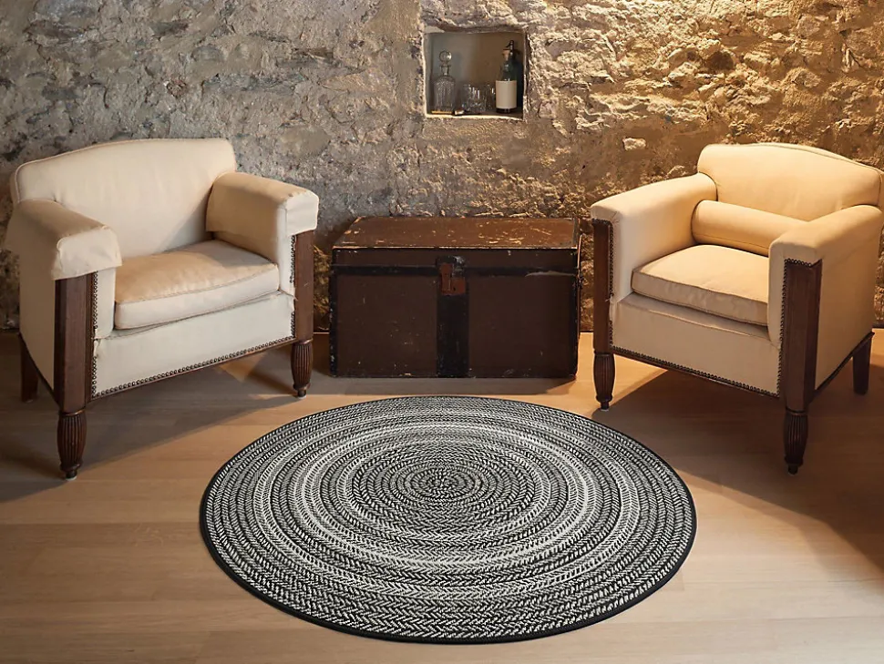 Tapis extérieur ATTICGO noir rond intérieur-extérieur diam.120 cm SILVANA
