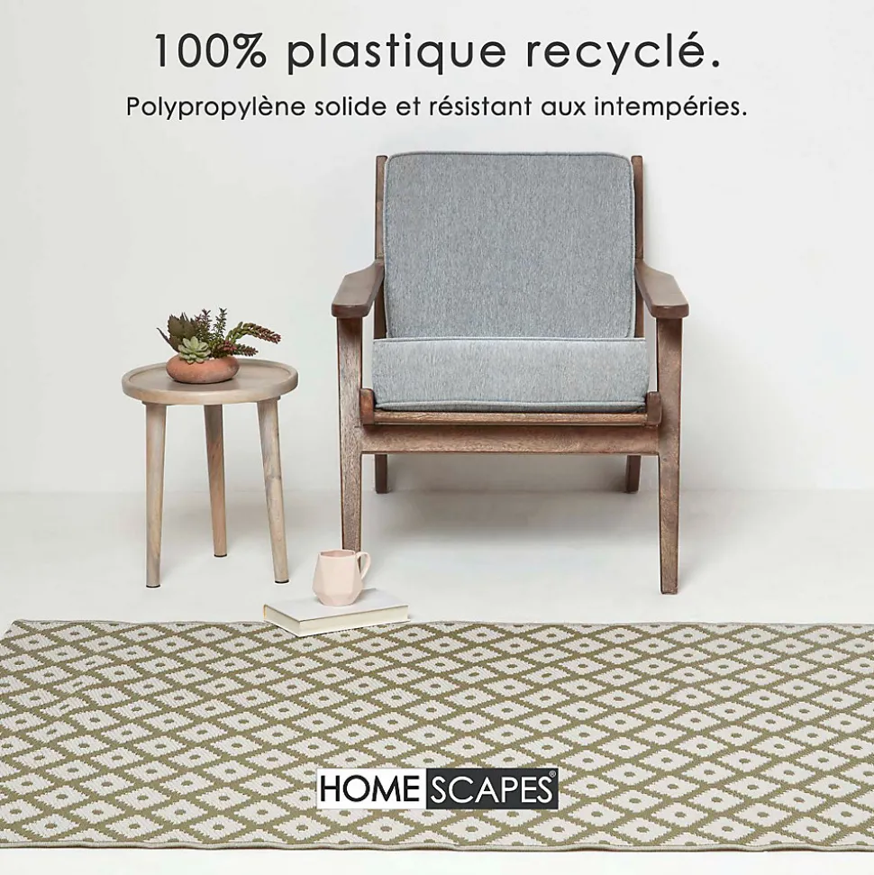 Tapis extérieur terrasse réversible - Tapis de jardin imperméable et résistant UV - May - Gris - 180x270 cm - HOMESCAPES