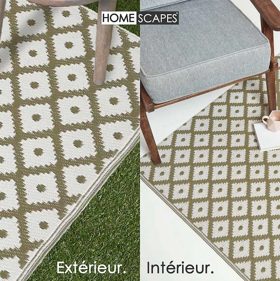 Tapis extérieur terrasse réversible - Tapis de jardin imperméable et résistant UV - May - Gris - 180x270 cm - HOMESCAPES