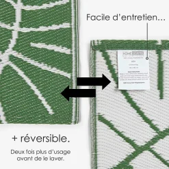 Tapis extérieur terrasse réversible - Tapis de jardin imperméable et résistant UV - Ada - Vert- 180x270 cm - HOMESCAPES