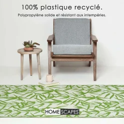 Tapis extérieur terrasse réversible - Tapis de jardin imperméable et résistant UV - Zena - Vert - 180x270 cm - HOMESCAPES