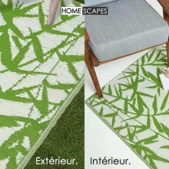 Tapis extérieur terrasse réversible - Tapis de jardin imperméable et résistant UV - Zena - Vert - 180x270 cm - HOMESCAPES