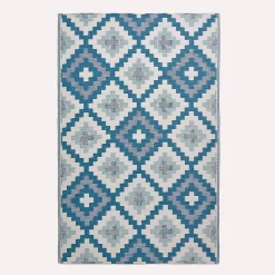 Tapis extérieur terrasse réversible - Tapis de jardin imperméable et résistant UV - Mia - Bleu - 180x270 cm - HOMESCAPES