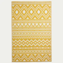 Tapis extérieur terrasse réversible - Tapis de jardin imperméable et résistant UV - Anna - Jaune - 120x180 cm - HOMESCAPES