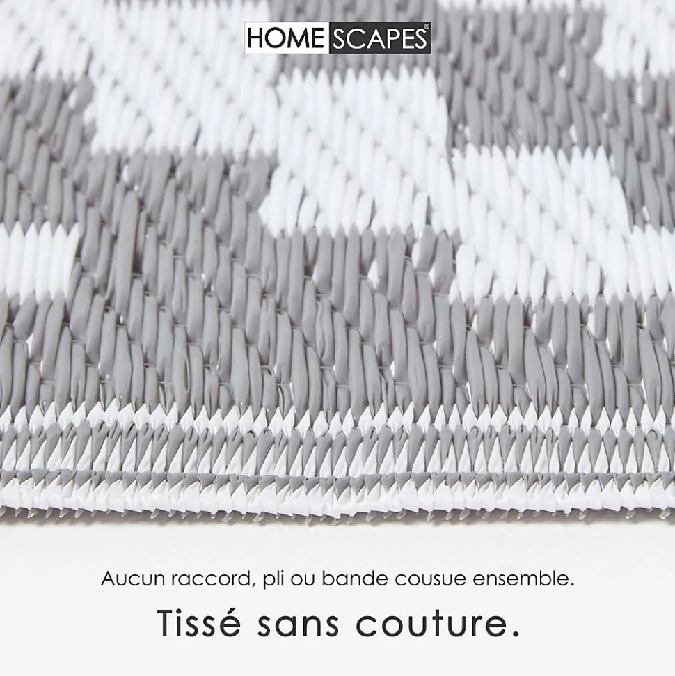 Tapis extérieur terrasse réversible - Tapis de jardin imperméable et résistant UV - Zoe - Gris - 75x200 cm - HOMESCAPES
