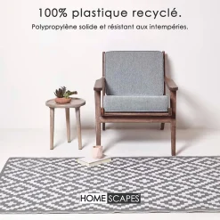 Tapis extérieur terrasse réversible - Tapis de jardin imperméable et résistant UV - Zoe - Gris - 180x270 cm - HOMESCAPES