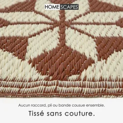 Tapis extérieur terrasse réversible - Tapis de jardin imperméable et résistant UV - Marron - 182x122 cm - HOMESCAPES