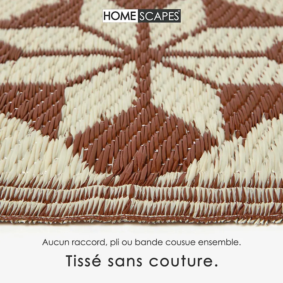 Tapis extérieur terrasse réversible - Tapis de jardin imperméable et résistant UV - Marron - 182x122 cm - HOMESCAPES