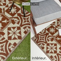 Tapis extérieur terrasse réversible - Tapis de jardin imperméable et résistant UV - Marron - 182x122 cm - HOMESCAPES