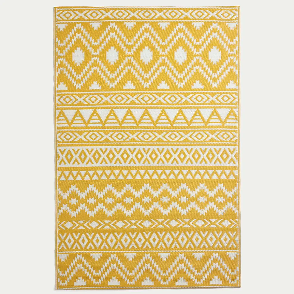 Tapis extérieur terrasse réversible - Tapis de jardin imperméable et résistant UV - Anna - Jaune - 75x200 cm - HOMESCAPES