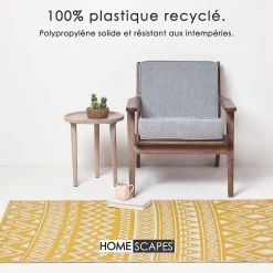 Tapis extérieur terrasse réversible - Tapis de jardin imperméable et résistant UV - Anna - Jaune - 75x200 cm - HOMESCAPES