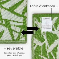 Tapis extérieur terrasse réversible - Tapis de jardin imperméable et résistant UV - Zena - Vert - 150x240 cm - HOMESCAPES