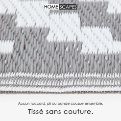 Tapis extérieur terrasse réversible - Tapis de jardin imperméable et résistant UV - Zoe - Gris - 150x240 cm - HOMESCAPES