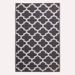 Tapis extérieur terrasse réversible - Tapis de jardin imperméable et résistant UV - Nola - Noir- 180x270 cm - HOMESCAPES